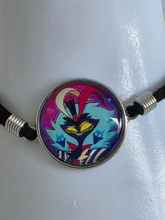 Helluva Boss Inspired Asmodeus 20mm Faux Suede Adjustable Bracelet