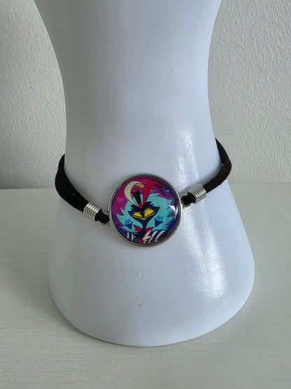 Helluva Boss Inspired Asmodeus 20mm Faux Suede Adjustable Bracelet