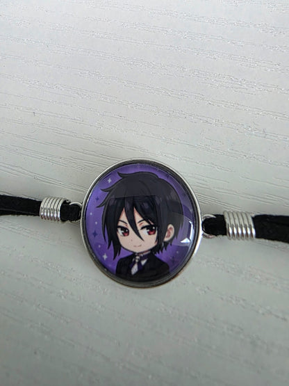 Black Butler (kuroshitsuji) Inspired Sebastian 20mm Faux Suede Adjustable Bracelet