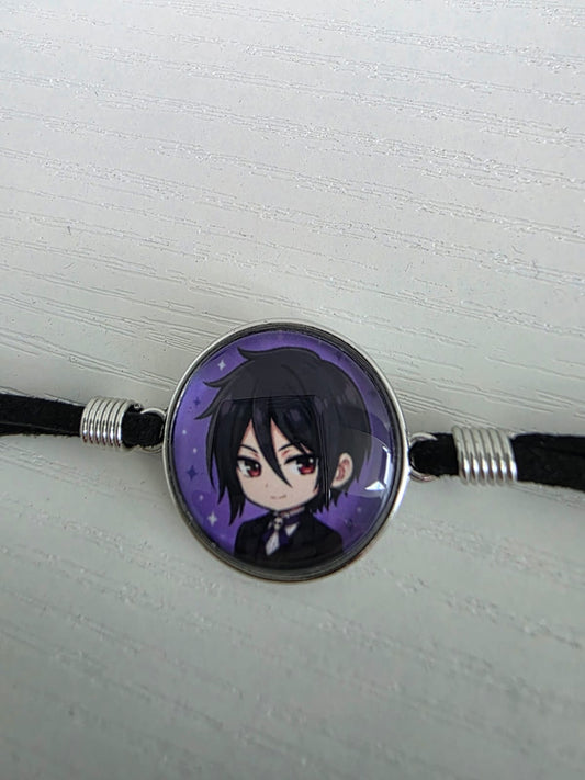 Black Butler (kuroshitsuji) Inspired Sebastian 20mm Faux Suede Adjustable Bracelet