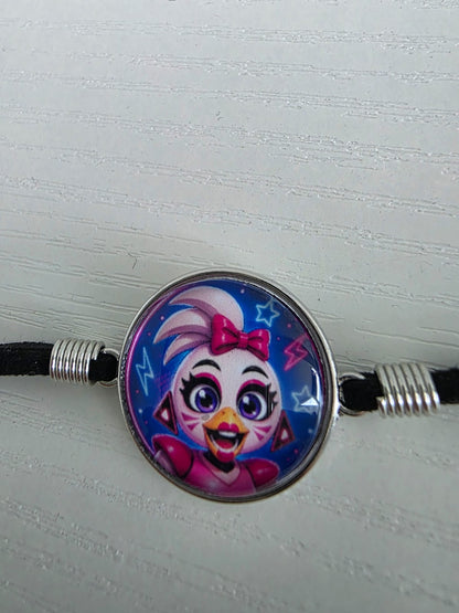 Five Nights at Freddy's Security Breach Inspired Glamrock Chica 20mm Faux Suede Bracelet