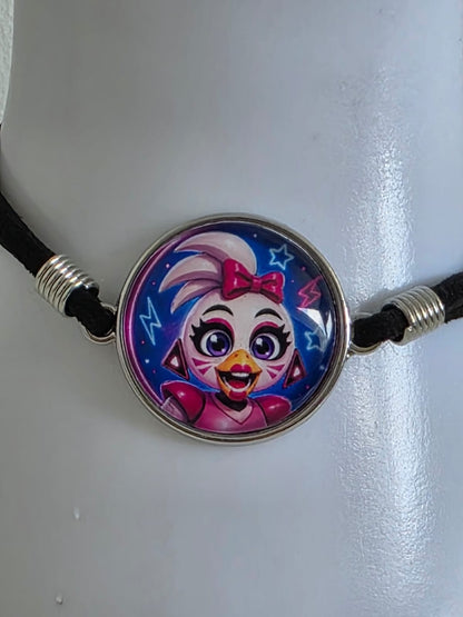 Five Nights at Freddy's Security Breach Inspired Glamrock Chica 20mm Faux Suede Bracelet