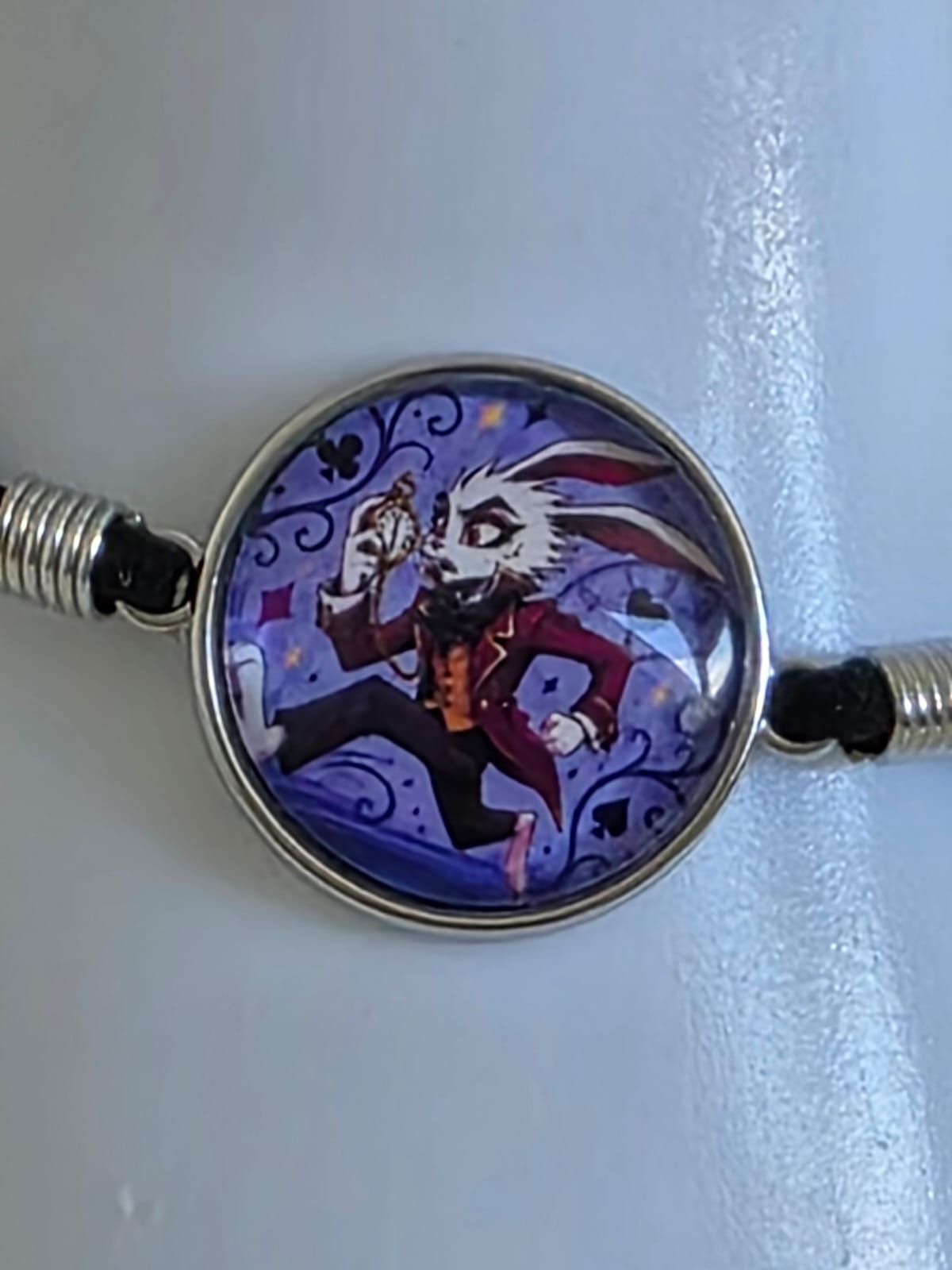 Alice in Wonderland Inspired Hellverse White Rabbit 20mm Faux Suede Bracelet