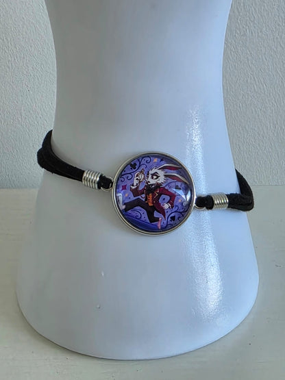 Alice in Wonderland Inspired Hellverse White Rabbit 20mm Faux Suede Bracelet