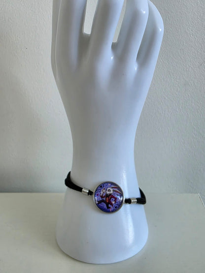 Alice in Wonderland Inspired Hellverse White Rabbit 20mm Faux Suede Bracelet