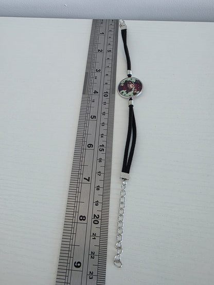 Alice in Wonderland Inspired Hellverse Hatter 20mm Faux Suede Adjustable Bracelet