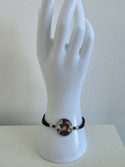 Alice in Wonderland Inspired Hellverse Hatter 20mm Faux Suede Adjustable Bracelet