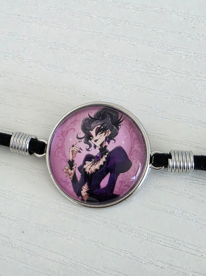 Cinderella Inspired Hellverse Stepmother 20mm Faux Suede Adjustable Bracelet