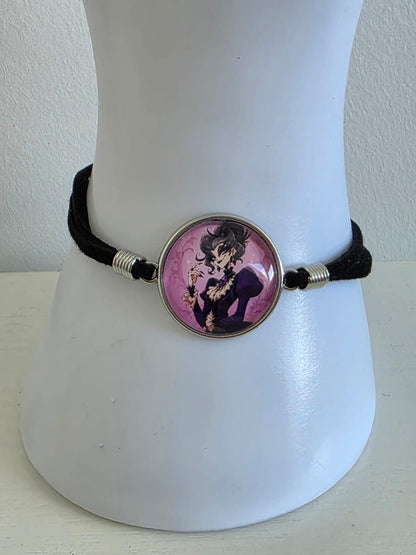 Cinderella Inspired Hellverse Stepmother 20mm Faux Suede Adjustable Bracelet