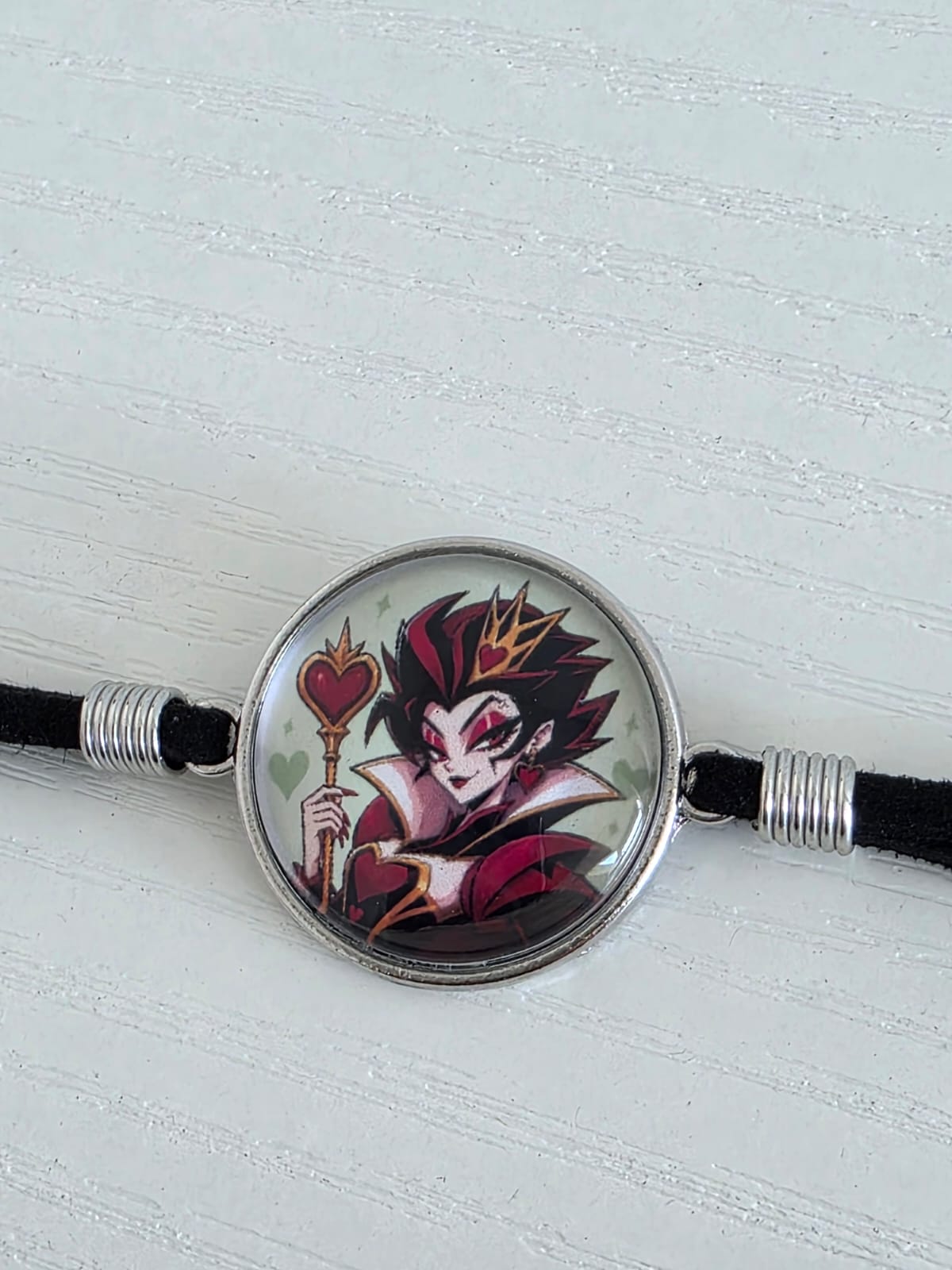 Alice in Wonderland Inspired Hellverse Queen of Hearts 20mm Faux Suede Bracelet