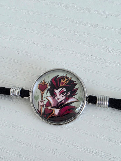 Alice in Wonderland Inspired Hellverse Queen of Hearts 20mm Faux Suede Bracelet