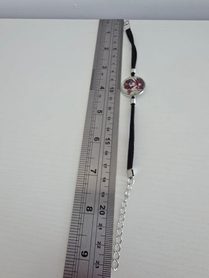 Alice in Wonderland Inspired Hellverse Queen of Hearts 20mm Faux Suede Bracelet