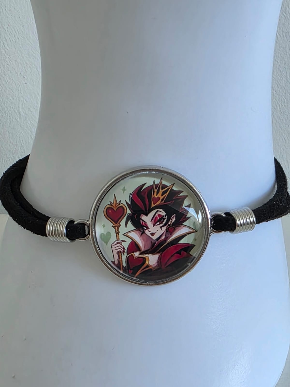 Alice in Wonderland Inspired Hellverse Queen of Hearts 20mm Faux Suede Bracelet