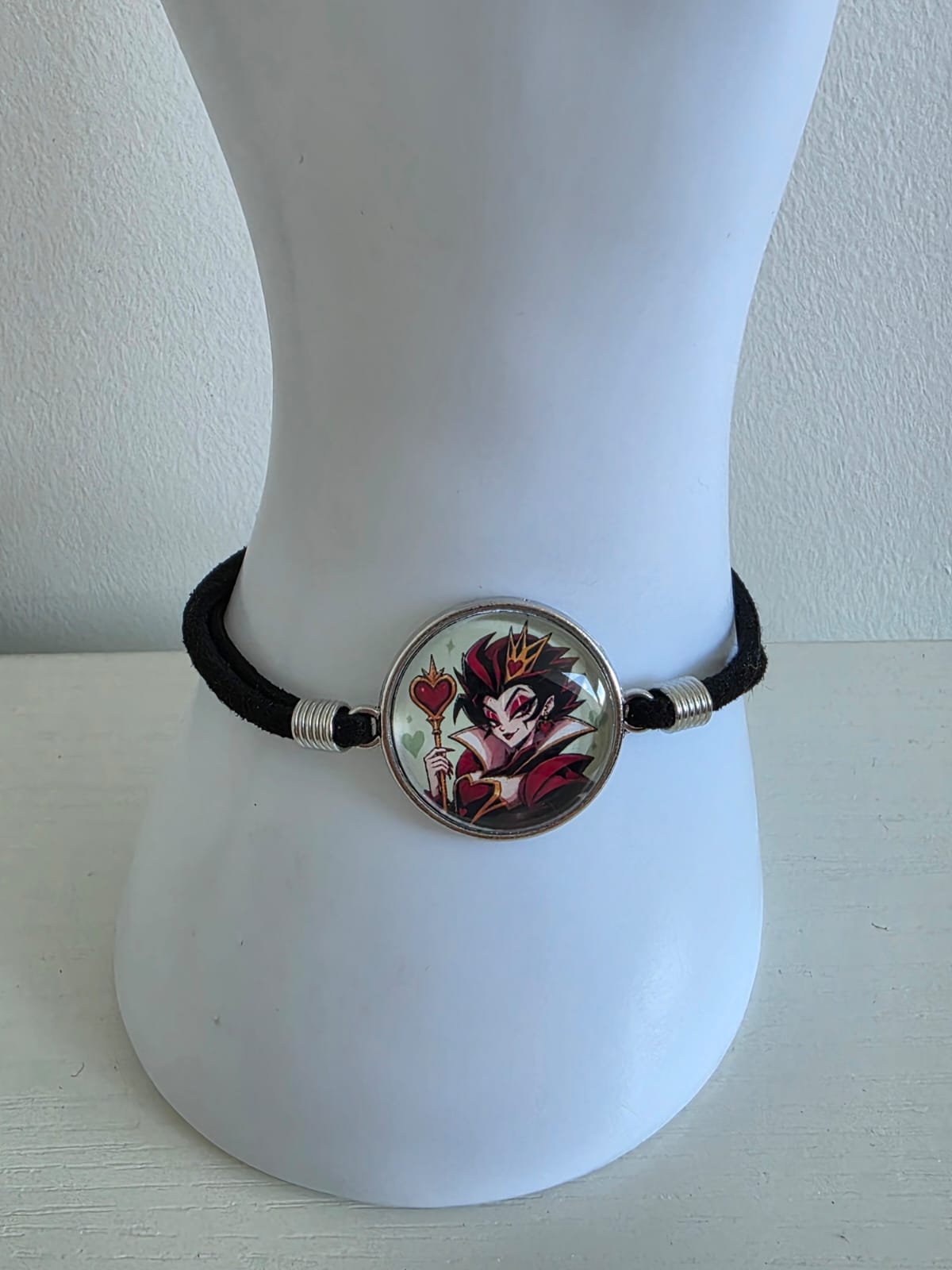 Alice in Wonderland Inspired Hellverse Queen of Hearts 20mm Faux Suede Bracelet