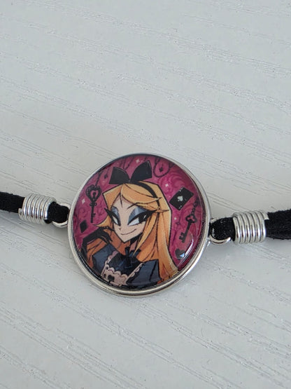 Alice in Wonderland Inspired Hellverse Alice 20mm Faux Suede Adjustable Bracelet