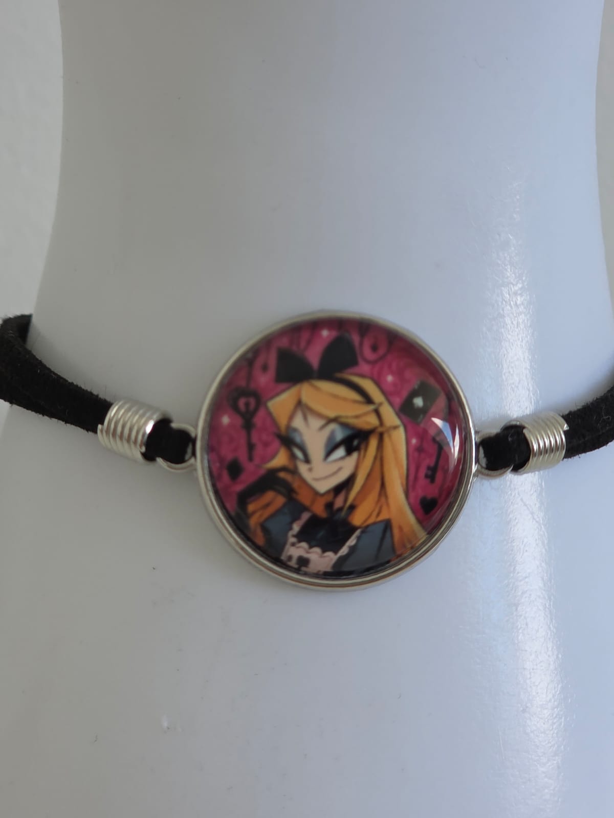 Alice in Wonderland Inspired Hellverse Alice 20mm Faux Suede Adjustable Bracelet