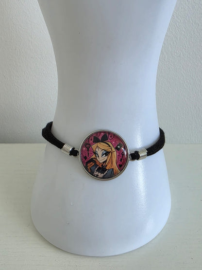 Alice in Wonderland Inspired Hellverse Alice 20mm Faux Suede Adjustable Bracelet
