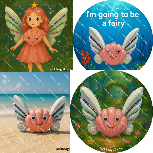 Jet: The Fairy Scallop -  3 inch Die-Cut Sticker Pack
