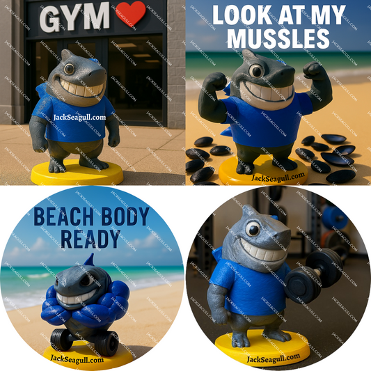 Jim: The Seaside Tuna Fish Fitness Fanatic  -  3 inch Die-Cut Sticker Pack