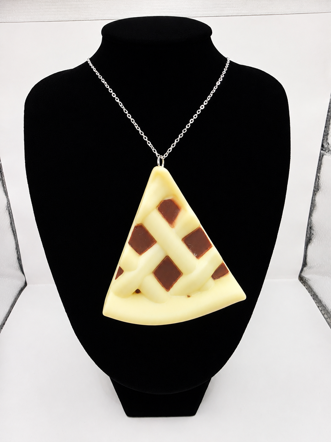 Vintage Upcycled Pie Slice Necklace Kitsch Food Jewellery