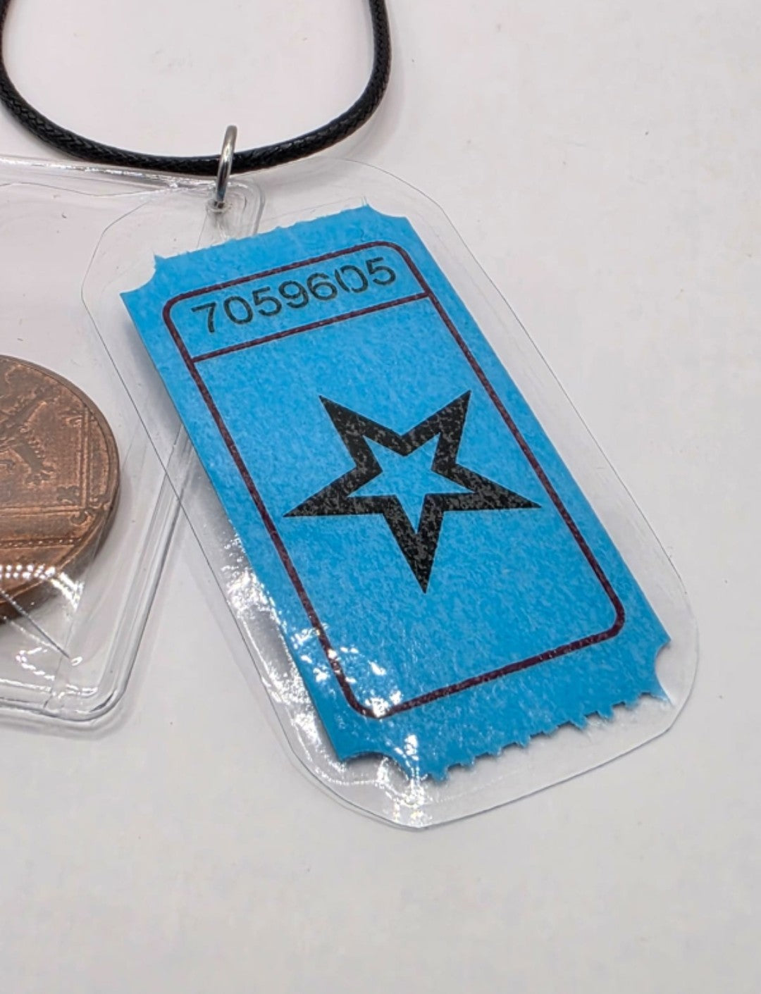 Seaside Amusements Arcade Theme Pendant Necklace on Adjustable Black Waxed Cord