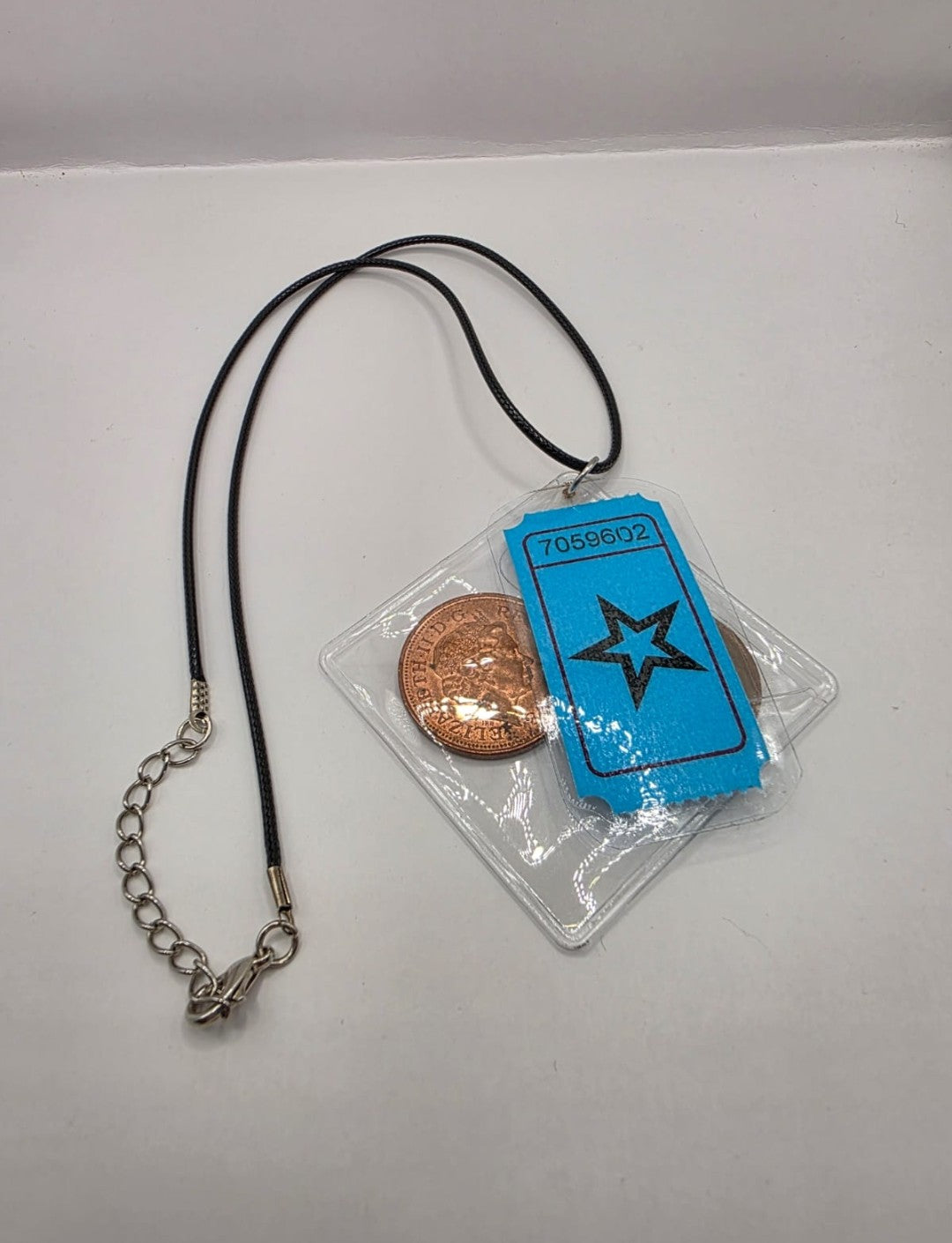 Seaside Amusements Arcade Theme Pendant Necklace on Adjustable Black Waxed Cord