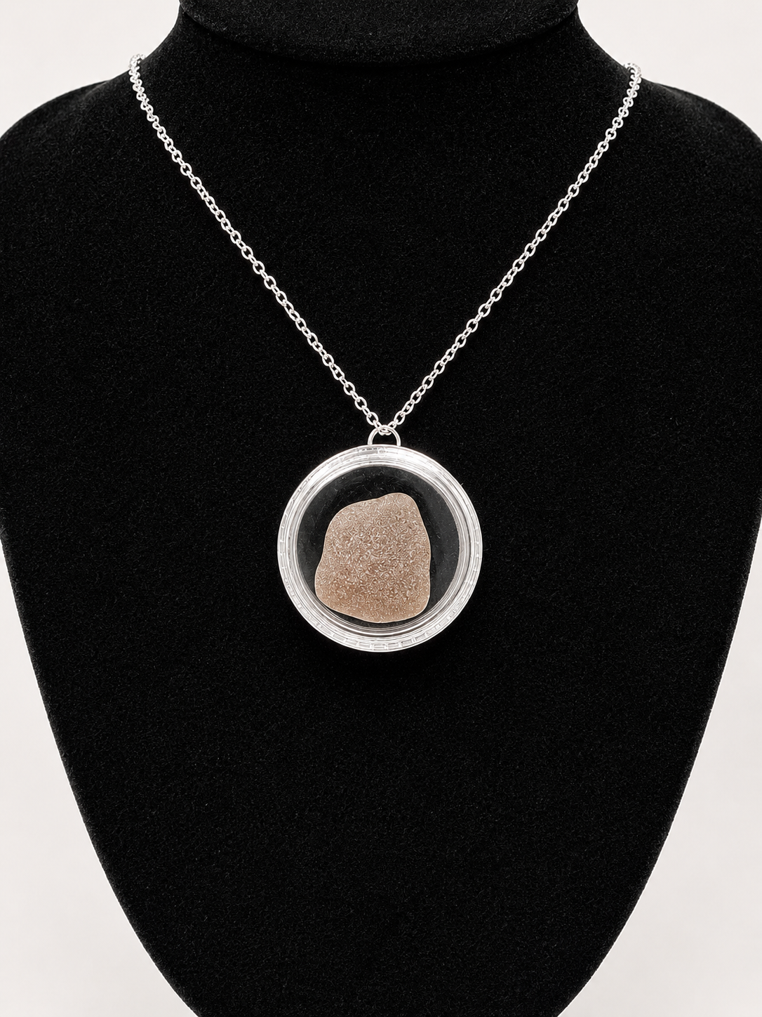 Sea Glass in a display case which can be opened as a pendant necklace on a stainless steel chain (Copy) (Copy)