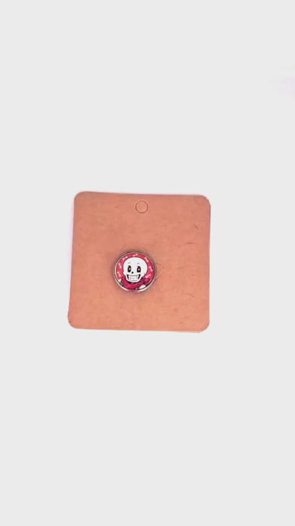 Undertale Inspired Papyrus 20mm Stainless Steel Glass Cabochon Pin