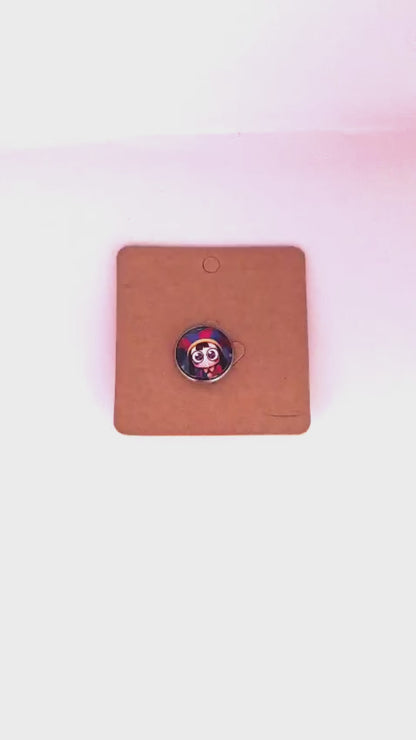 The Amazing Digital Circus Inspired Pomni 20mm Stainless Steel Glass Cabochon Pin