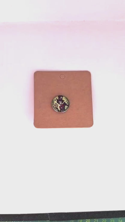 Alice in Wonderland Inspired Hellverse Hatter 20mm Stainless Steel Glass Cabochon Pin