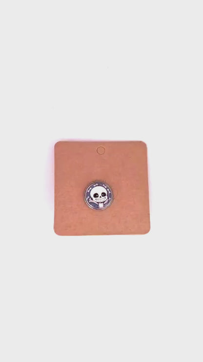 Undertale Inspired Sans 20mm Stainless Steel Glass Cabochon Pin