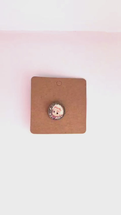 Good Omens Inspired Aziraphale 20mm Stainless Steel Glass Cabochon Pin