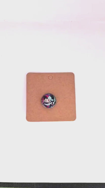 Helluva Boss Inspired Fizzarolli 20mm Stainless Steel Glass Cabochon Pin