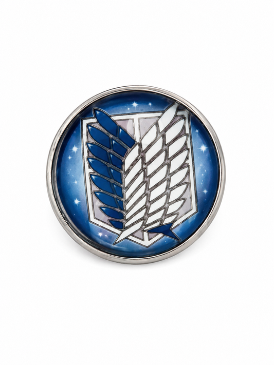 Attack on Titan Inspired Wings of Freedom 20mm Stainless Steel Glass Cabochon Pin
